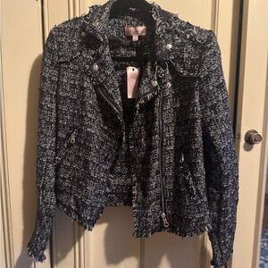 Philosophy Black and White Blazer with Moto Details